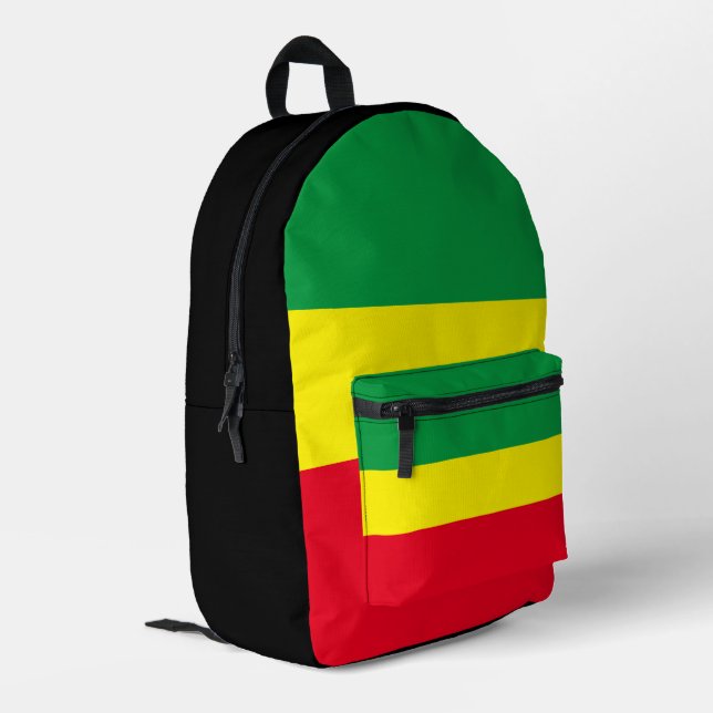 Ethiopia Flag Printed Backpack (Back Corner Left)