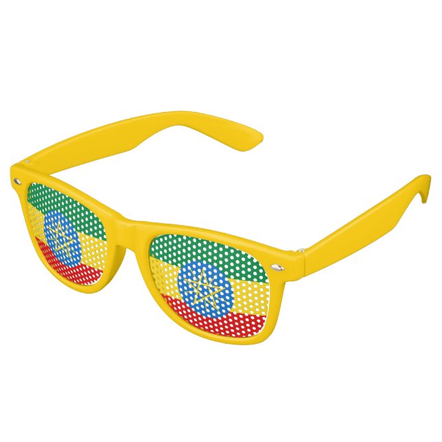 Ethiopia Flag Retro Sunglasses (Angled)
