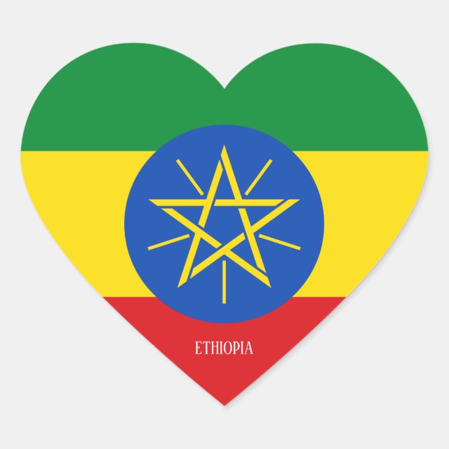 Ethiopia Flag Splendid Patriotic Heart Sticker (Front)