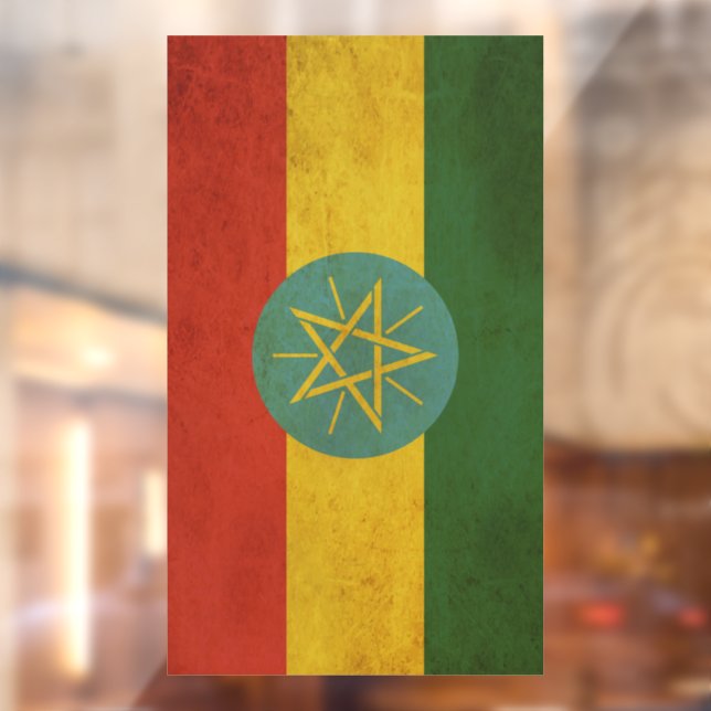Ethiopia Flag Vintage Design Window Cling (Sheet 2)