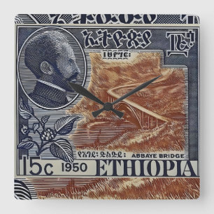 Ethiopia Haile Selassie Rasta Jah Rastafari Roots Square Wall Clock