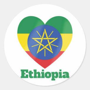 Ethiopia Heart Flag Classic Round Sticker