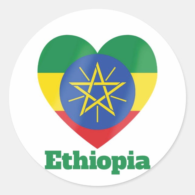 Ethiopia Heart Flag  Classic Round Sticker (Front)