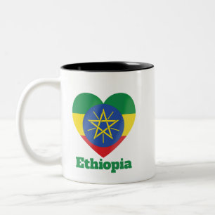 Ethiopia Heart Flag  Two-Tone Coffee Mug