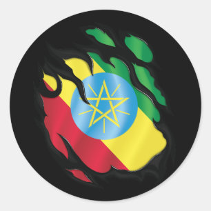 Ethiopia Ripped Flag Classic Round Sticker
