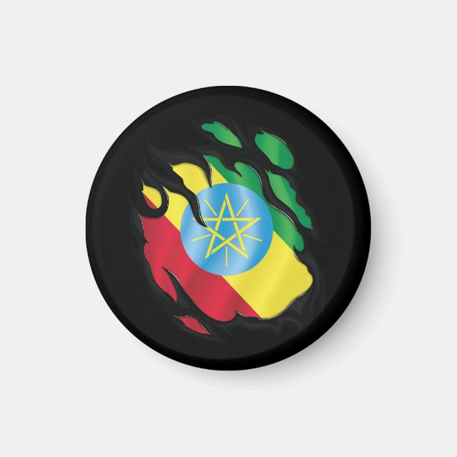 Ethiopia Ripped Flag Magnet (Front)