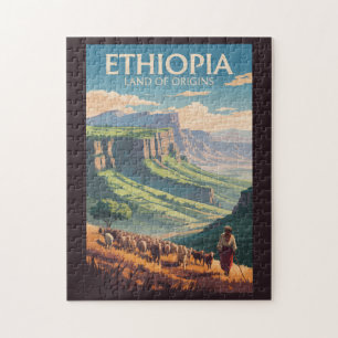 Ethiopia Shepard Herd Travel Art Vintage Jigsaw Puzzle