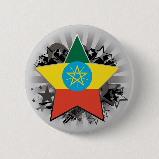 Ethiopia Star 6 Cm Round Badge (Front)