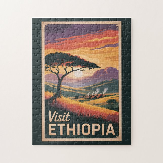 Ethiopia Sunset Travel Art Vintage Jigsaw Puzzle (Vertical)