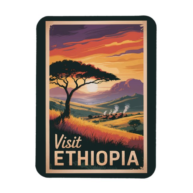 Ethiopia Sunset Travel Art Vintage Magnet (Vertical)