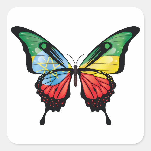 Ethiopia Swallowtail Butterfly Flag Sticker (Front)