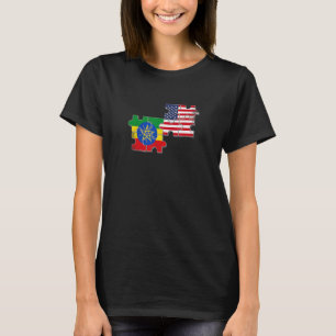 Ethiopia USA Home Ethiopian American Flag T-Shirt