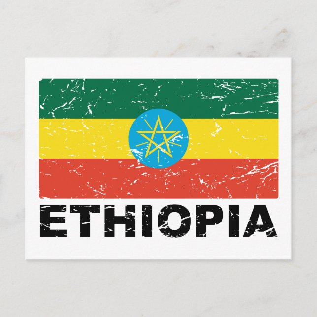 Ethiopia Vintage Flag Postcard (Front)