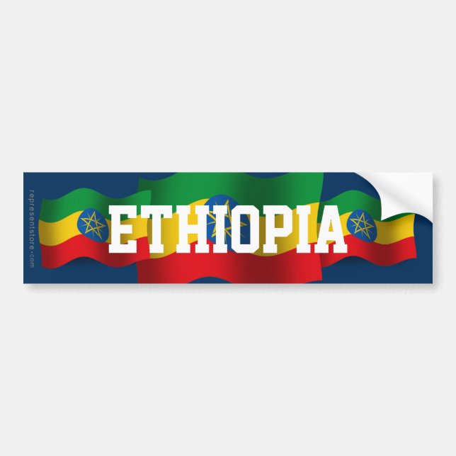 Ethiopia Waving Flag Bumper Sticker (Front)
