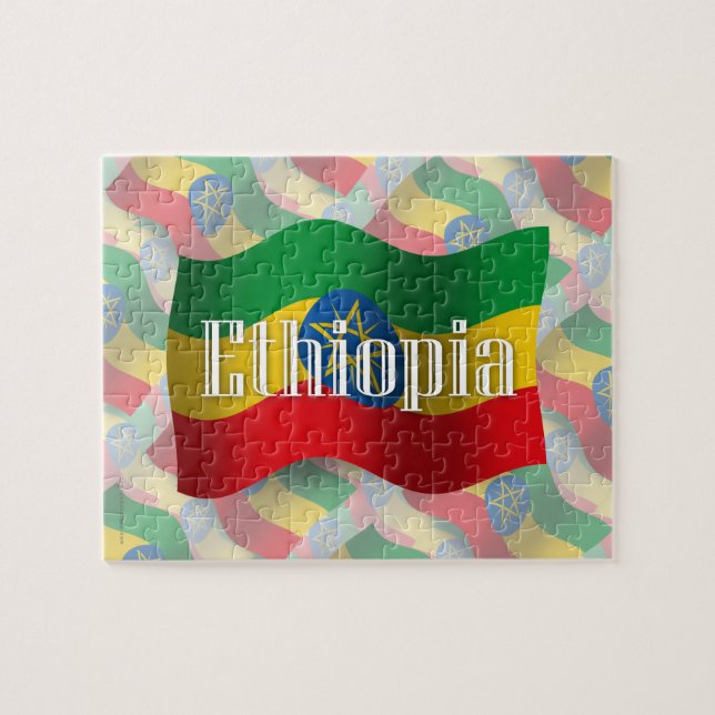 Ethiopia Waving Flag Jigsaw Puzzle (Horizontal)