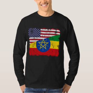 Ethiopian American Flag Ethiopia Pride Patriotic T-Shirt