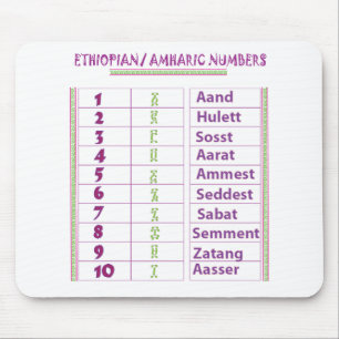 Ethiopian/Amharic Numbers Mouse Mat