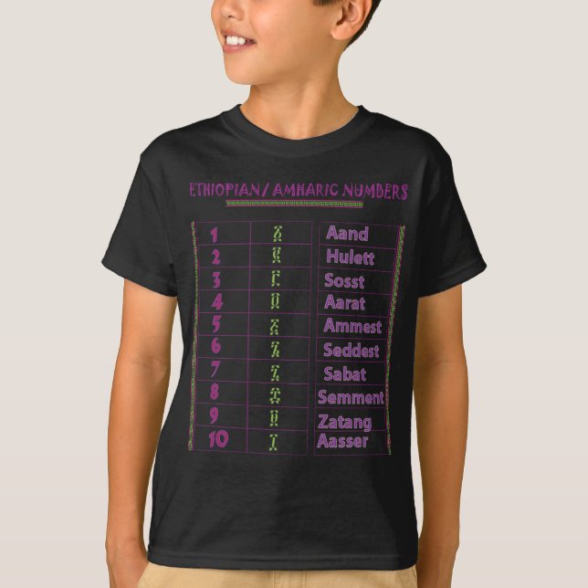 Ethiopian/Amharic Numbers T-Shirt (Front)