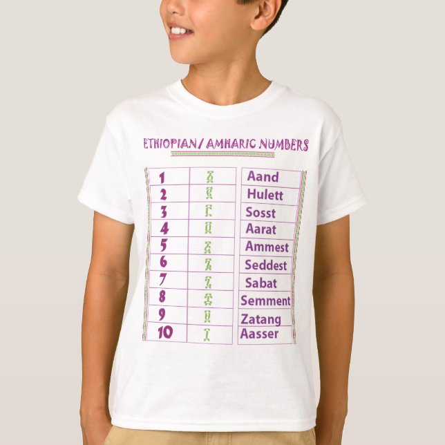 Ethiopian/Amharic Numbers T-Shirt (Front)