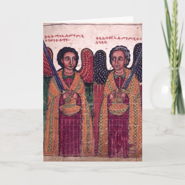 Ethiopian Archangels Michael and Gabriel Christmas Holiday Card (Front)