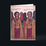 Ethiopian Archangels Michael and Gabriel Christmas Holiday Card<br><div class="desc">Archangels Michael and Gabriel, Reproduction of original Ethiopian Art. Two large angels side by side, dressed in traditional ethnic woven fabrics painted in authentic African style dating the late 17th century Gondar, Ethiopia. Christmas greeting says, May you know the joys of Christmas, now and always. Merry Christmas. Message is customisable...</div>