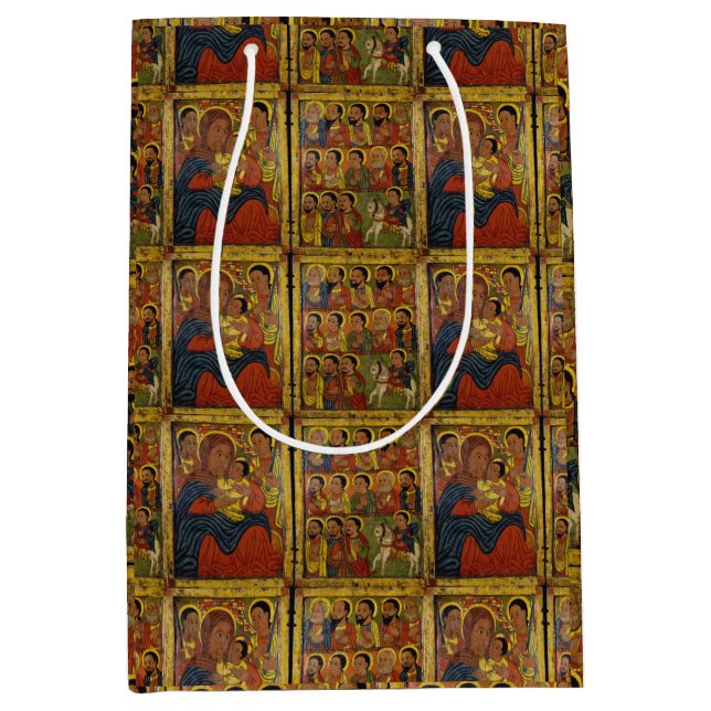Ethiopian Black Madonna and Child with Saints Medium Gift Bag (Front)