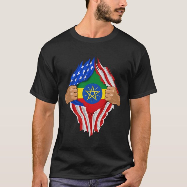 Ethiopian Blood Inside Me Ethiopia Flag Gift T-Shirt (Front)