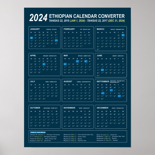 Ethiopian Calendar Converter Year 2024 Download Poster (Front)