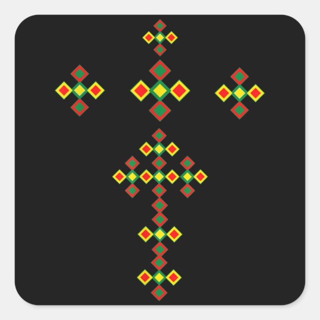Ethiopian Cross Art Ethiopian Traditional Clothes Square Sticker (Front)