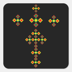 Ethiopian Cross Art Ethiopian Traditional Clothes Square Sticker