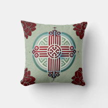 Ethiopian Cross Design Throw Pillow 