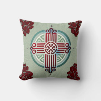 Ethiopian Cross Design Throw Pillow 