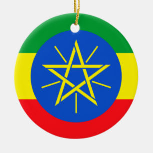 Ethiopian Flag Ceramic Tree Decoration