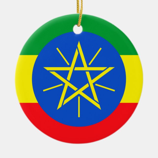 Ethiopian Flag Ceramic Tree Decoration (Front)