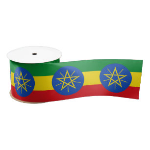 Ethiopian Flag & Ethiopia travel, holiday /sport Satin Ribbon