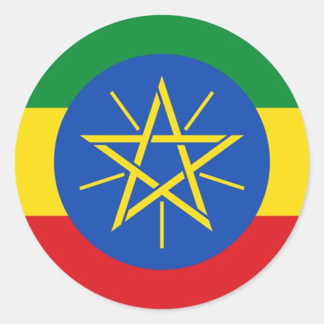 Ethiopian Flag, Flag of Ethiopia Classic Round Sticker (Front)