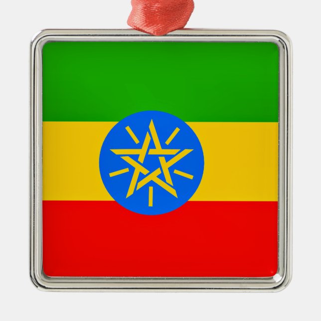 Ethiopian flag metal tree decoration (Front)