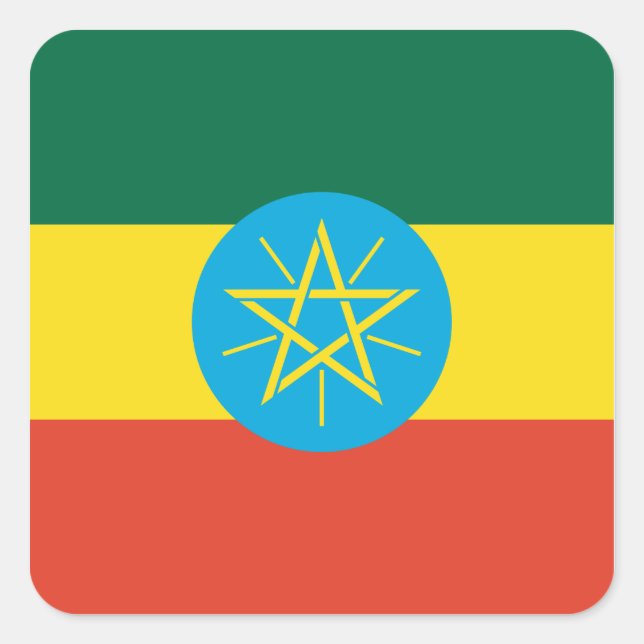 Ethiopian Flag Square Sticker (Front)
