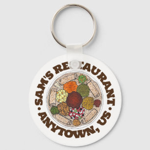 Ethiopian Food Injera Wat Restaurant Food Truck Key Ring