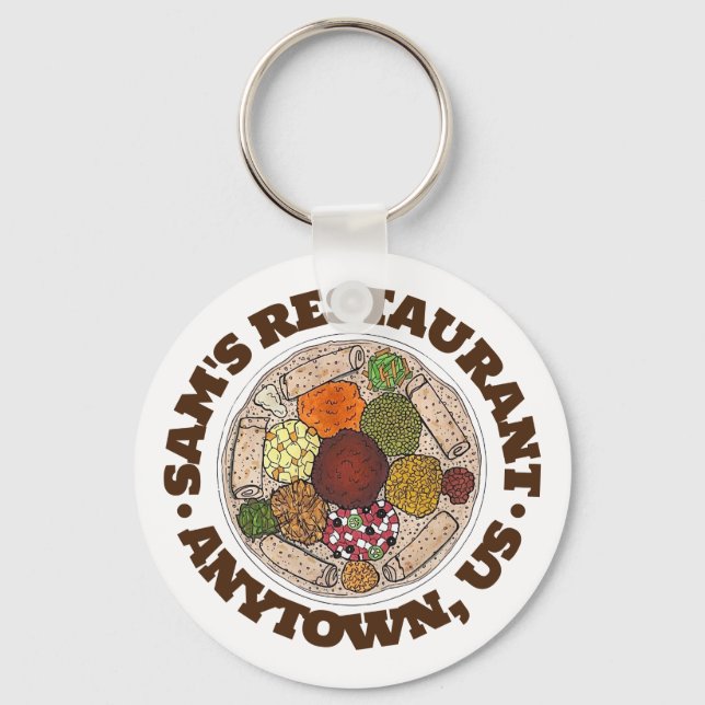 Ethiopian Food Injera Wat Restaurant Food Truck Key Ring (Front)