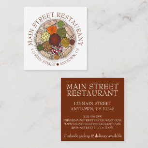 Ethiopian Food Wat Injera Restaurant Cuisine Square Business Card