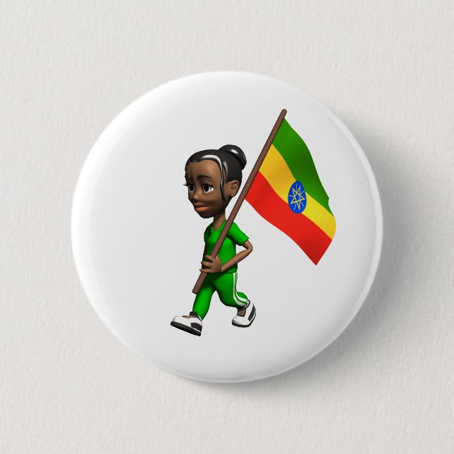 Ethiopian Girl 6 Cm Round Badge (Front)
