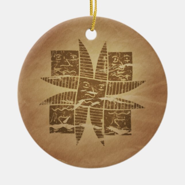 Ethiopian Good Luck Charm V1 Ceramic Tree Decoration (Front)