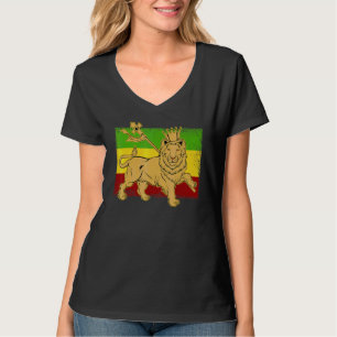 Ethiopian Lion Ethiopia Flag Reggae Jamaican Conce T-Shirt