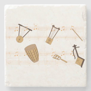 Ethiopian Music Instruments T-Shirt Stone Coaster