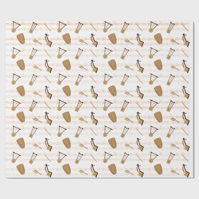 Ethiopian Music Instruments T-Shirt Wrapping Paper (Flat)