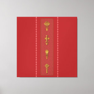 Ethiopian Orthodox Crosses – Gold on Red Canvas Print