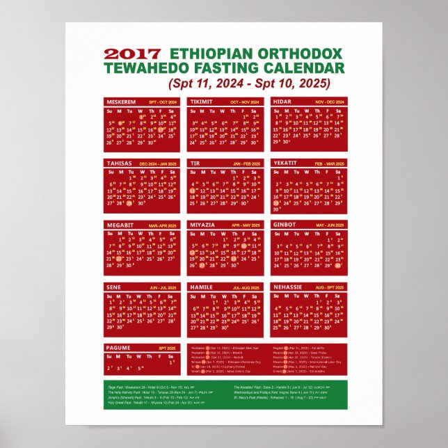 Ethiopian Orthodox Fasting Calendar 2017 Poster (Front)