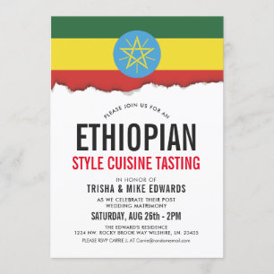 Ethiopian Themed Cuisine   Party Flag Invite White