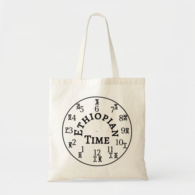 Ethiopian Time Telling Clock - Amharic & English Tote Bag (Front)